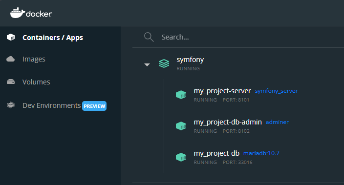 Все контейнеры запущены